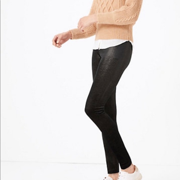 M&S COLLECTION Velvet Glitter Herringbone Leggings - Picture 1 of 7
